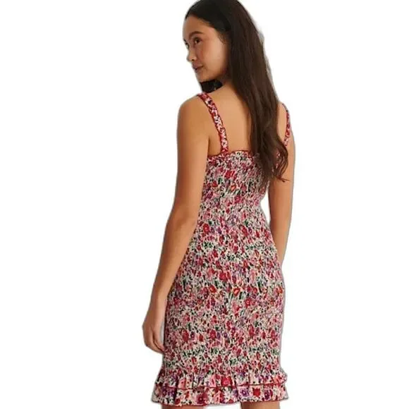 Na-kd Smocked Wildflower Print Cotton Dress NWT Size US XS (EUR 34)NWT - Picture 2 of 14